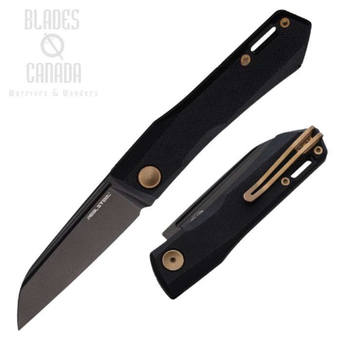 Real Steel Solis Lite Slipjoint Folding Knife, D2 Black, G10 Black, RS7064FZ
